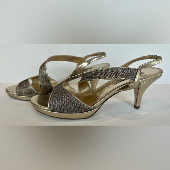 Nina Women’s Leather Slingback Gold Silver Heels  Size 9.5 - Picture 2 of 10